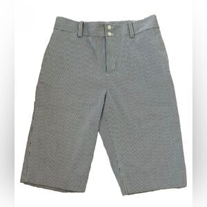 Lauren Ralph Lauren Grey & White Seersucker Capris Pants Side Pockets Women 8